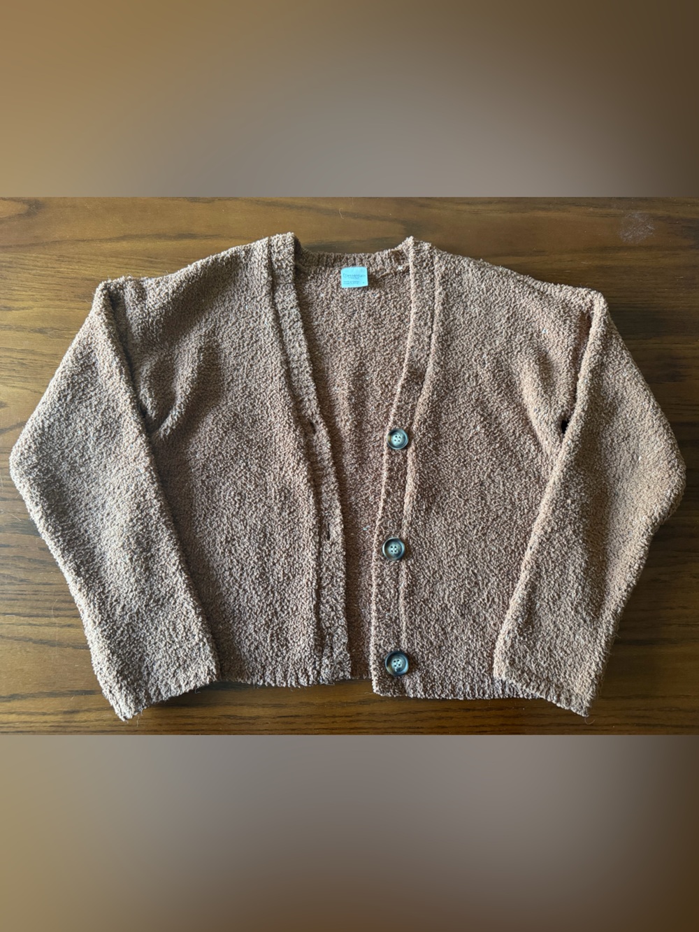Essentials Brown Sherpa Button-Up Cardigan